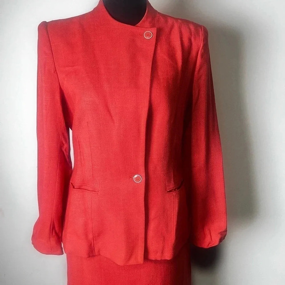 Vintage Diane Von Furstenberg Double Asymmetrical Button Orange Two Piece Suit - Picture 1 of 15
